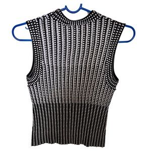 Theory sleeveless tank Novelty Checker shell (black/ white Prosecco), NWT size S